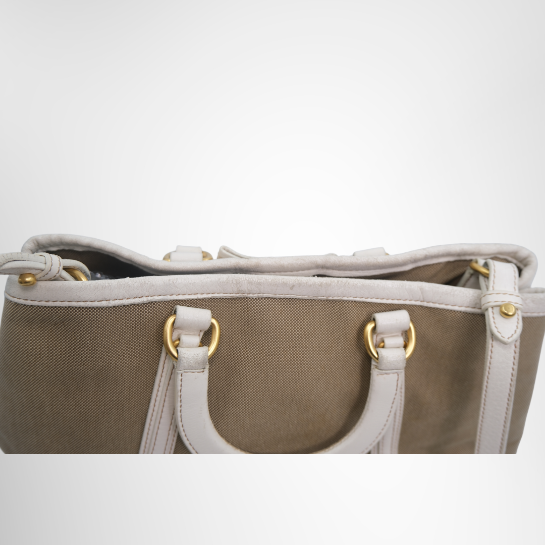 Prada Preowned Luxury Logo Jacquard Tote Bag Top View - Antonio & Co.