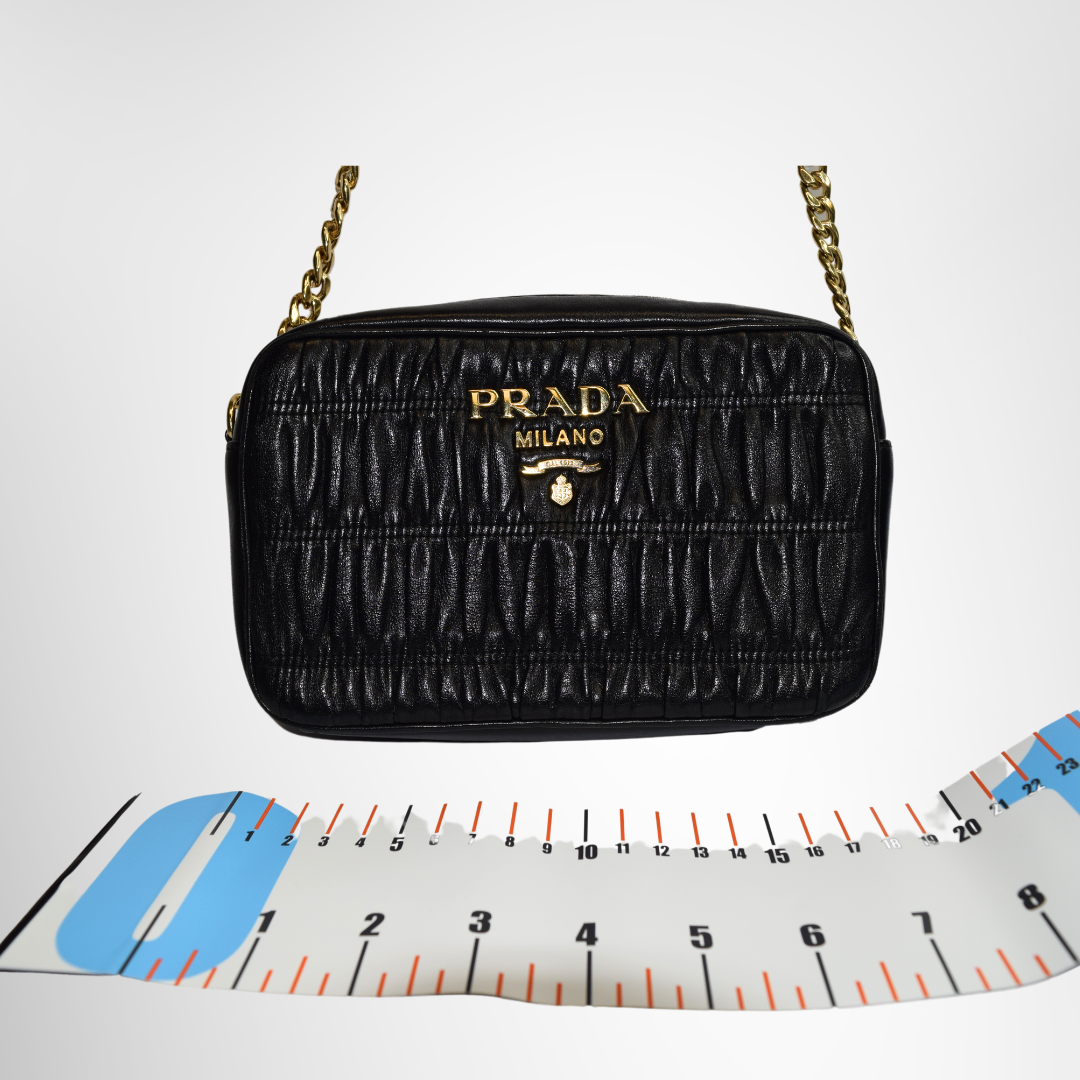 Prada Preowned Luxury Nappa Gaufre Camera Bag Front View