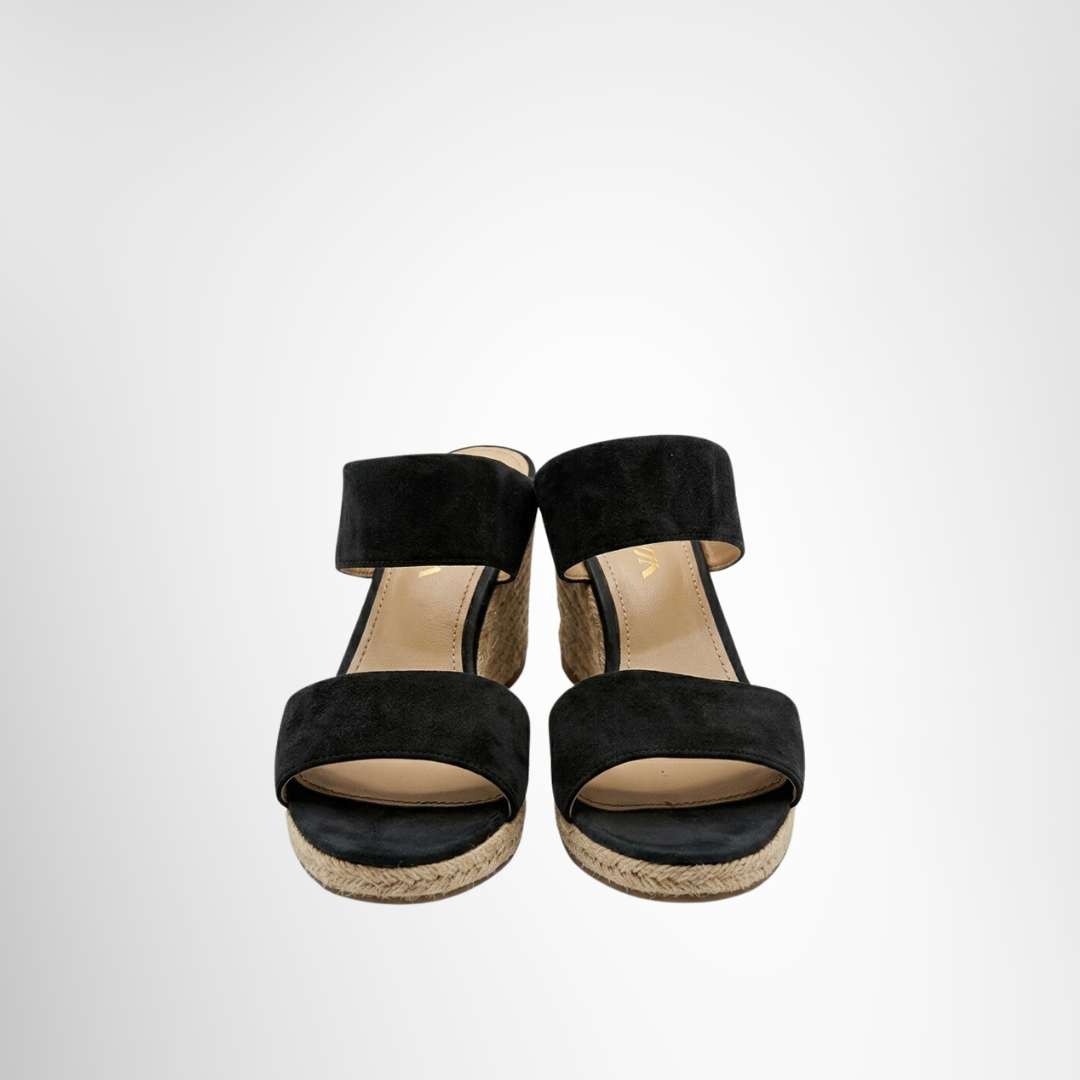 Prada Preowned Luxury Sandal Siera Espadrille Wedge Slide Sandal Front View