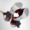 Prada Preowned Luxury Sandals Burgundy Patent Leather Ankle Strap Platform Sandals Bottom View
