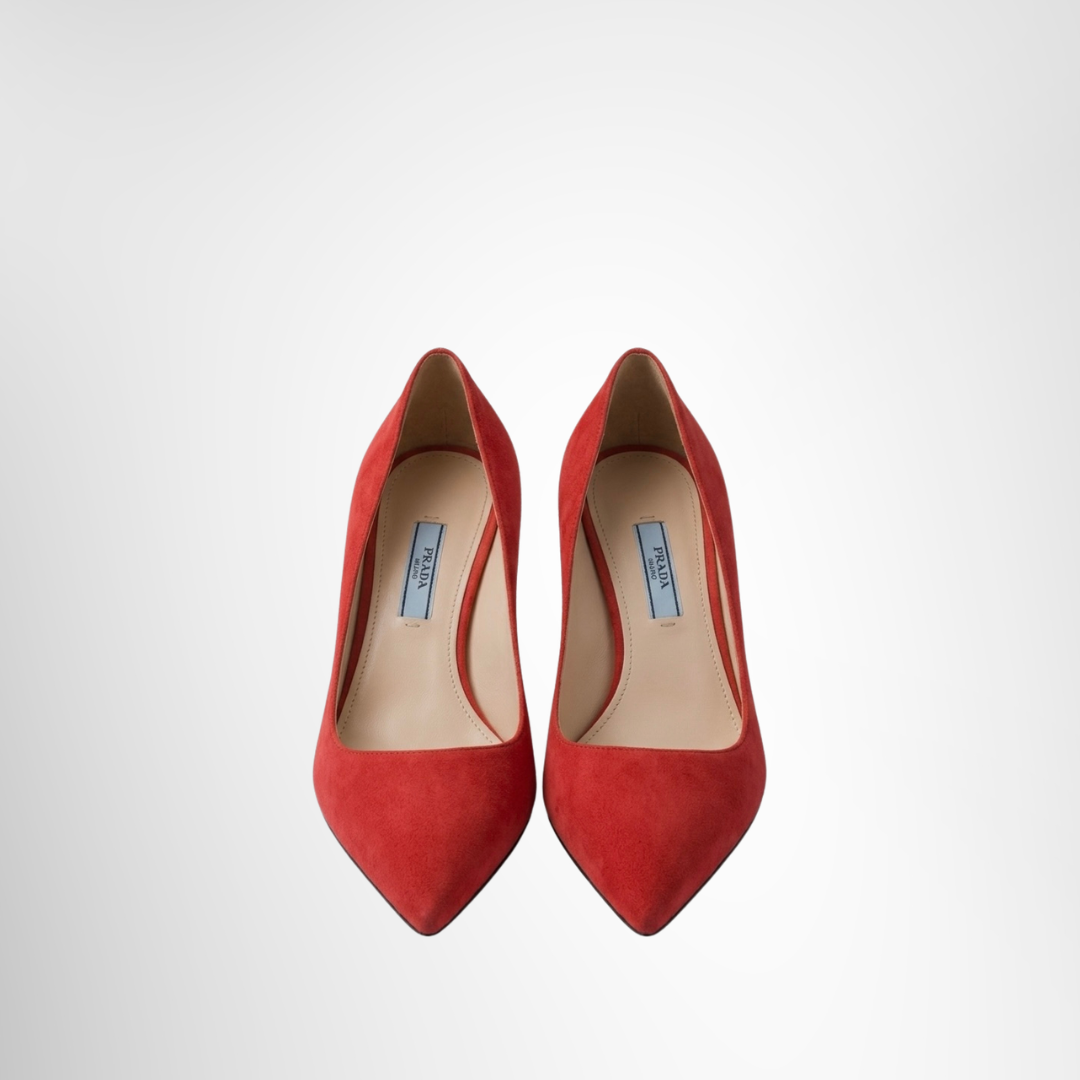 Prada Preowned Luxury Shoes Suede Pointed-Toe Pump Front View