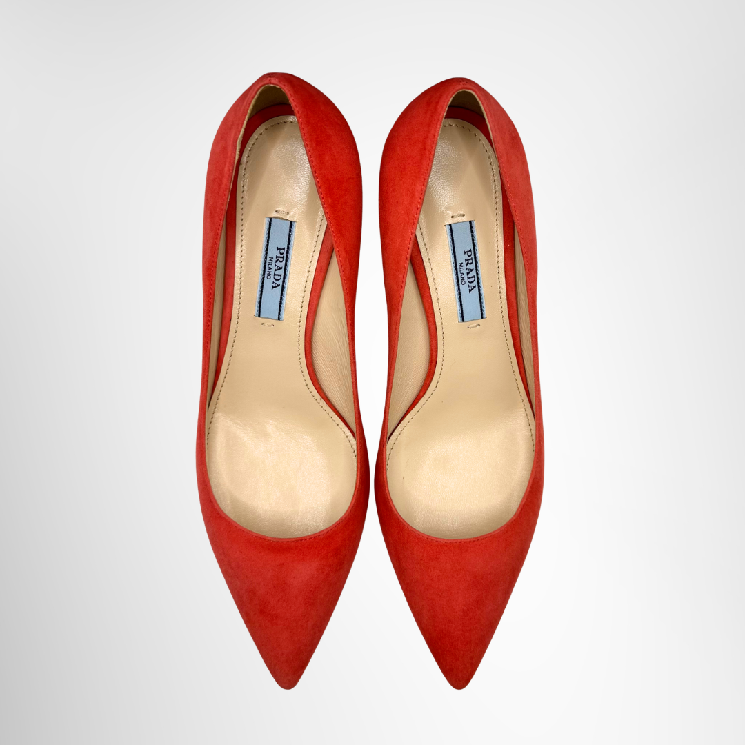 Prada Preowned Luxury Shoes Suede Pointed-Toe Pump Top View