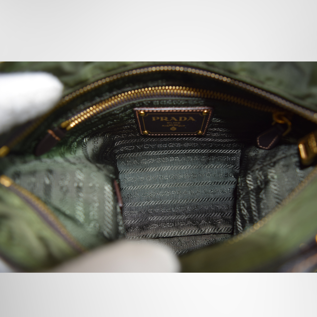Prada Preowned Luxury Tessuto Canapa Logo Crossbody Bag Inside View - Antonio & Co.