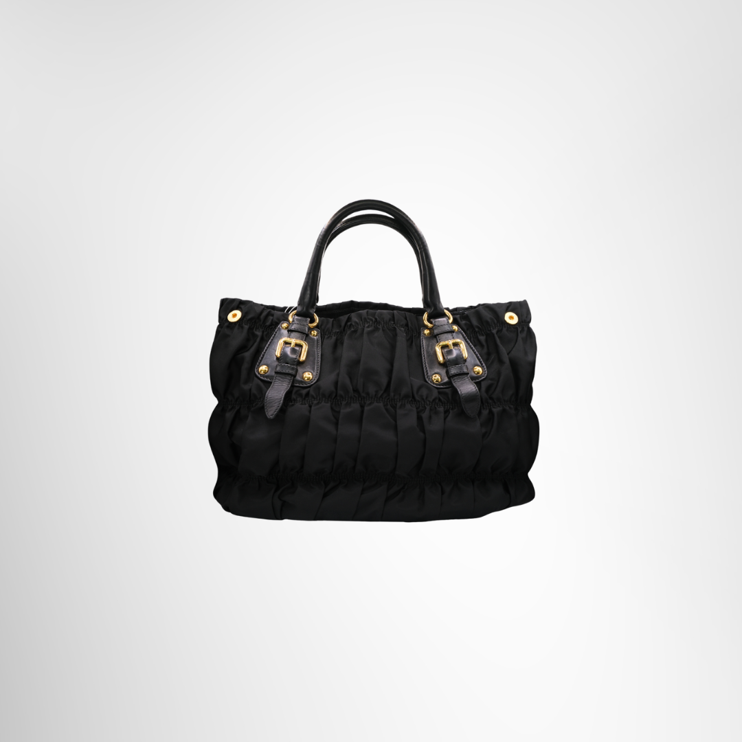 Prada Preowned Luxury Tessuto Gaufre Tote Bag Back View