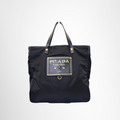 Prada Preowned Luxury Tessuto Logo Oro Tote Bag Closeup View