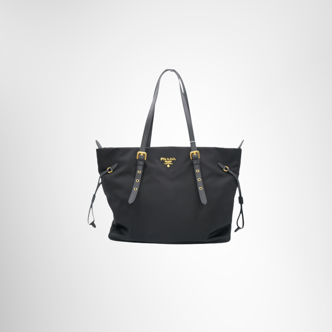 Prada Preowned Luxury Tessuto Shopping Tote Front View 1