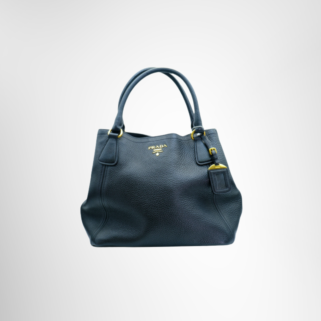 Prada Preowned Luxury Vitello Daino Tote Bag Front View - Antonio & Co.