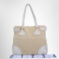 Prada Preowned Luxury White Canvas Leather Tote Bag Back View - Antonio & Co.