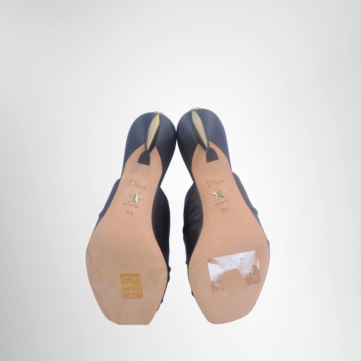 Dior D-Fame Heeled Sandal  Mule in black pleated lambskin