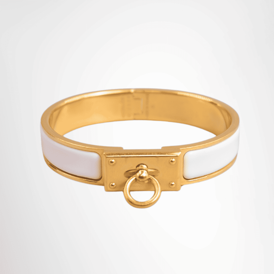 Hermès Relap Saphir Swift Mecki Rivale Gold x White Bangle