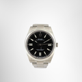 Rolex Preowned Luxury Watch Oyster Perpetual 41mm Black Dial Front View