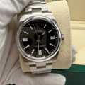 Rolex Preowned Luxury Watch Oyster Perpetual 41mm Black Dial Front View 3