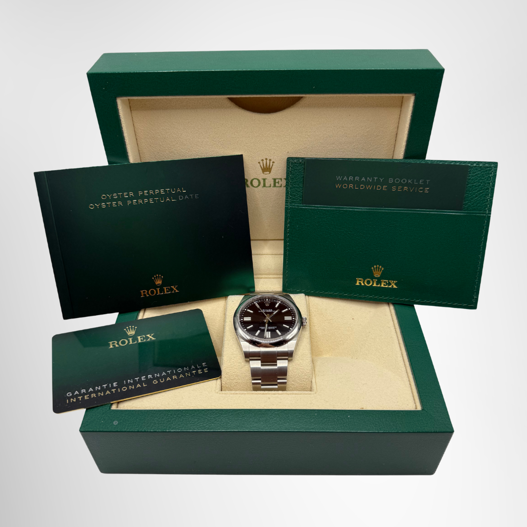 Rolex Preowned Luxury Watch Oyster Perpetual 41mm Black Dial Front View 4