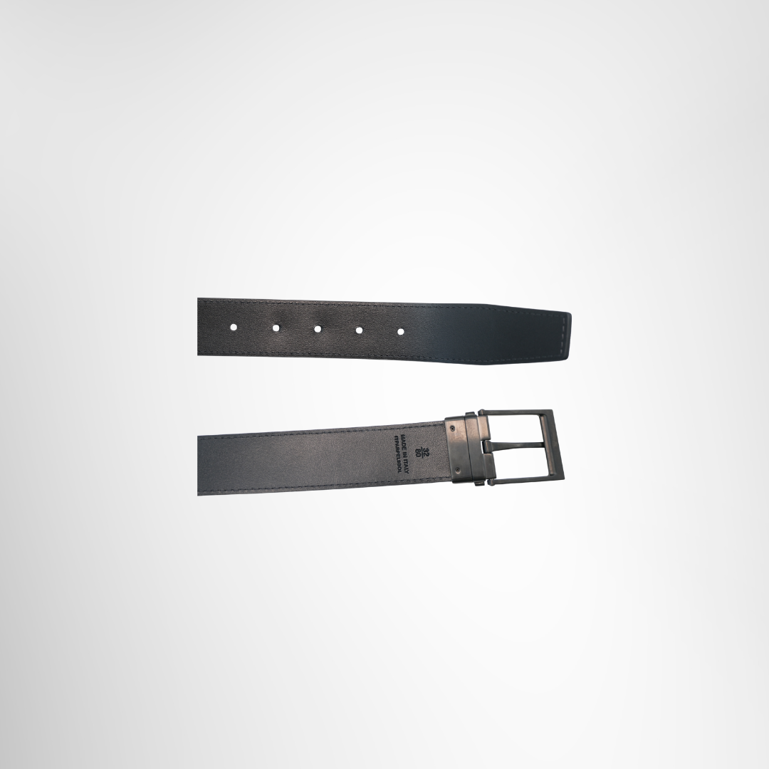 BURBERRY Reversible Check Charcoal Graphite Belt