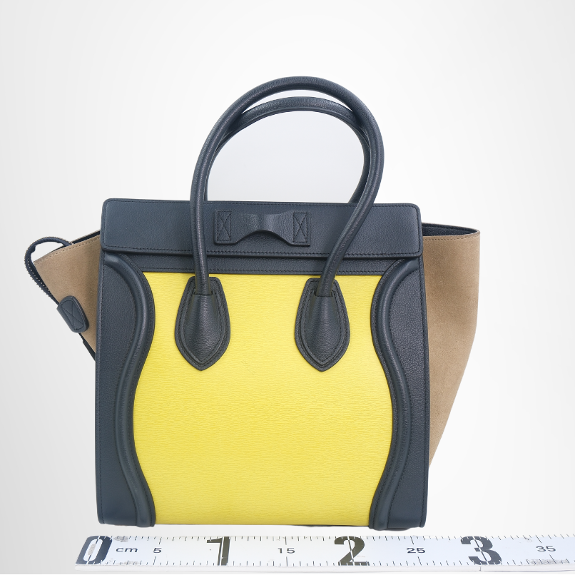Celine Tricolor Luggage Bag – Yellow / Navy / Tan