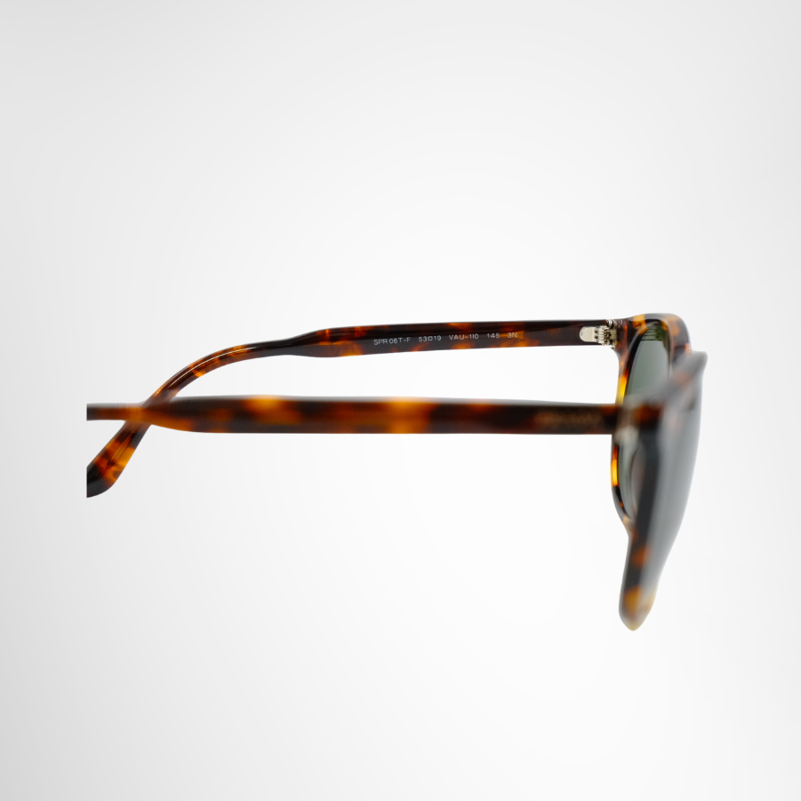 Prada Tortoiseshell Round Sunglasses with Green Lenses – Size 145