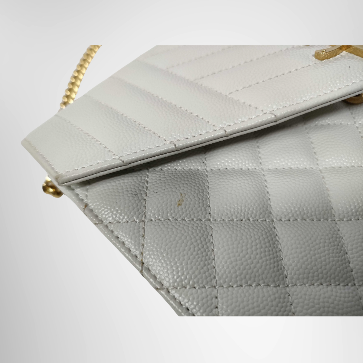 Saint Laurent Cassandra Chain Wallet Shoulder Bag – Ivory