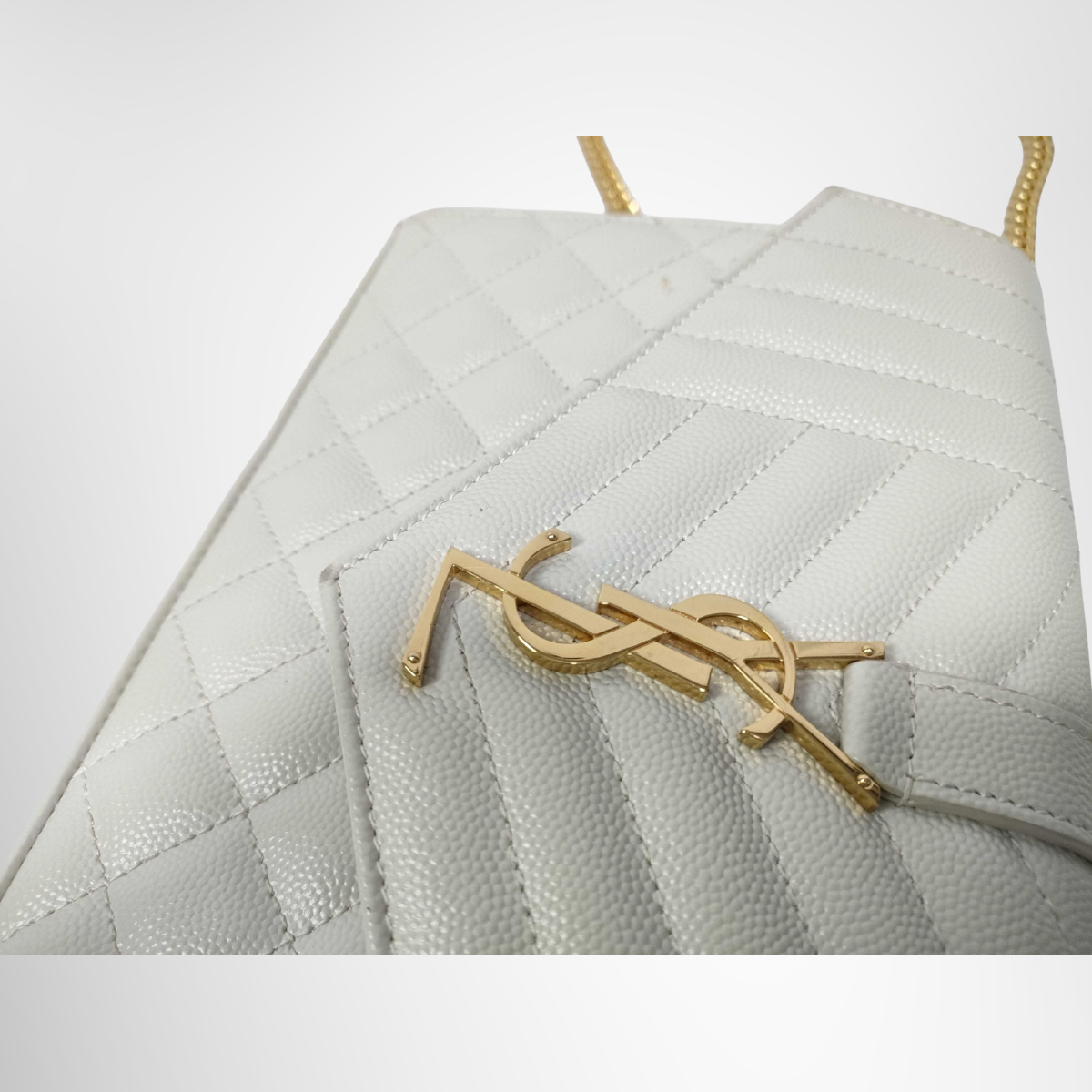 Saint Laurent Cassandra Chain Wallet Shoulder Bag – Ivory