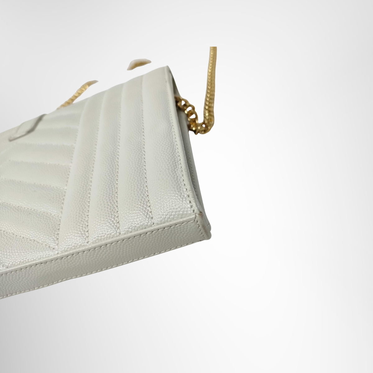 Saint Laurent Cassandra Chain Wallet Shoulder Bag – Ivory