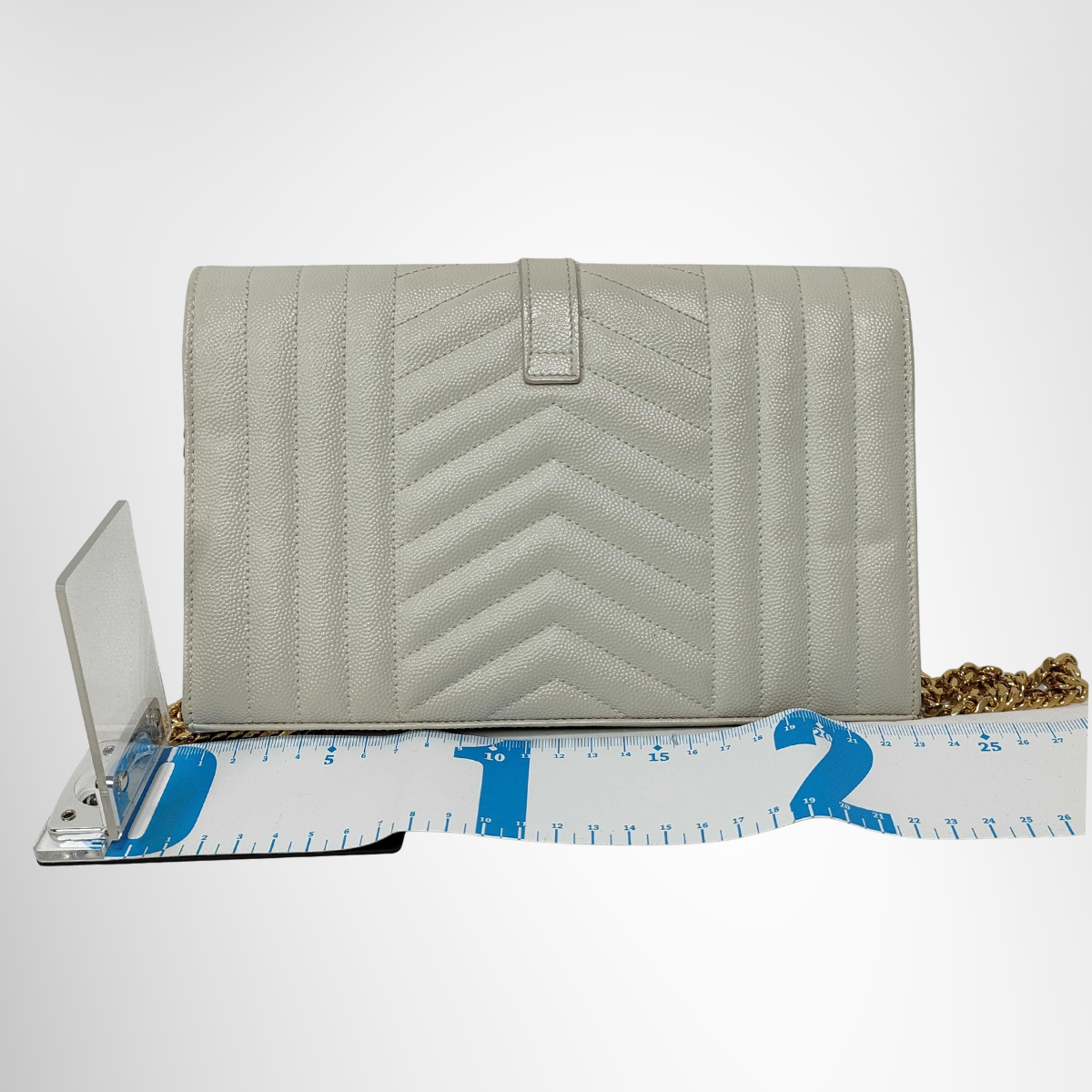 Saint Laurent Cassandra Chain Wallet Shoulder Bag – Ivory