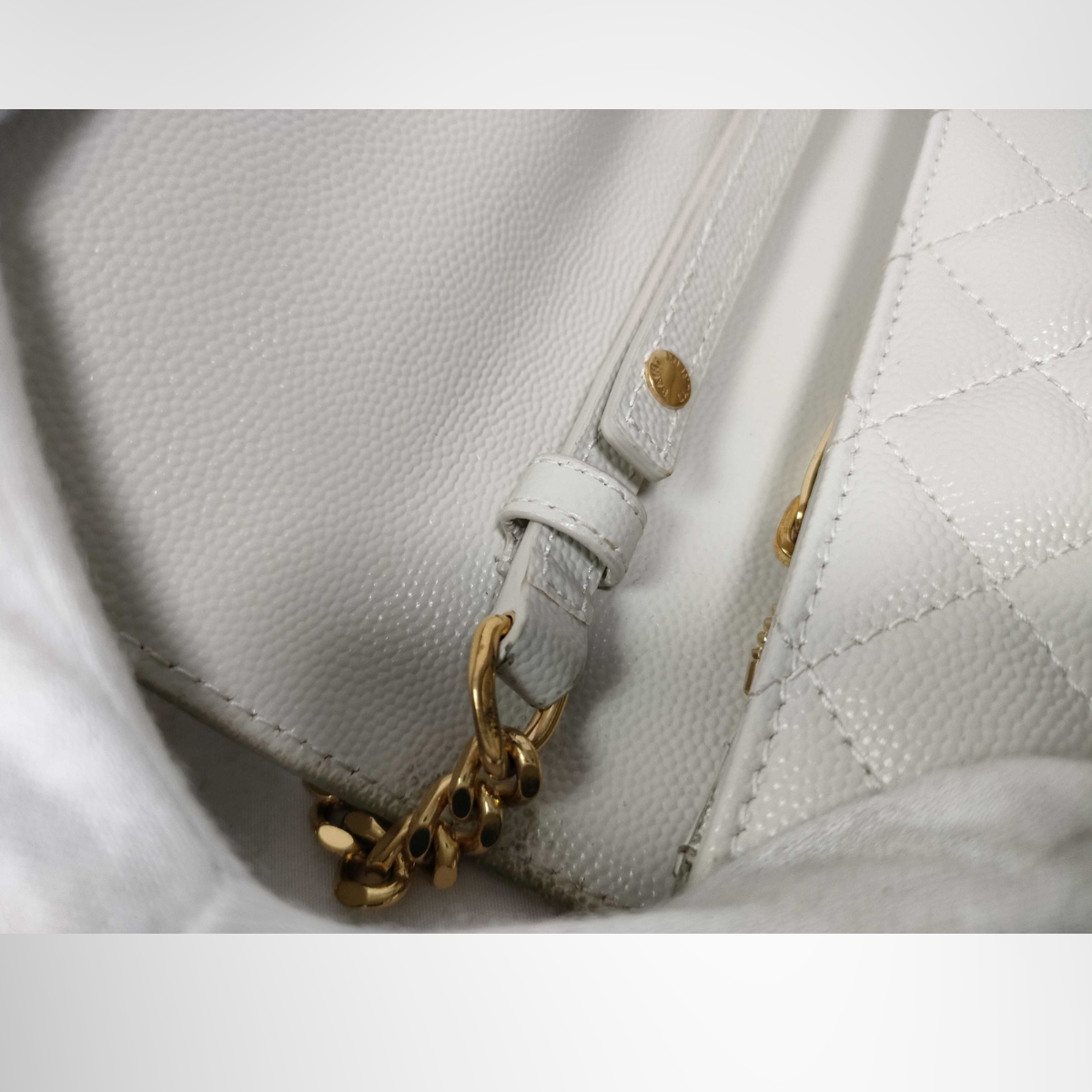 Saint Laurent Cassandra Chain Wallet Shoulder Bag – Ivory