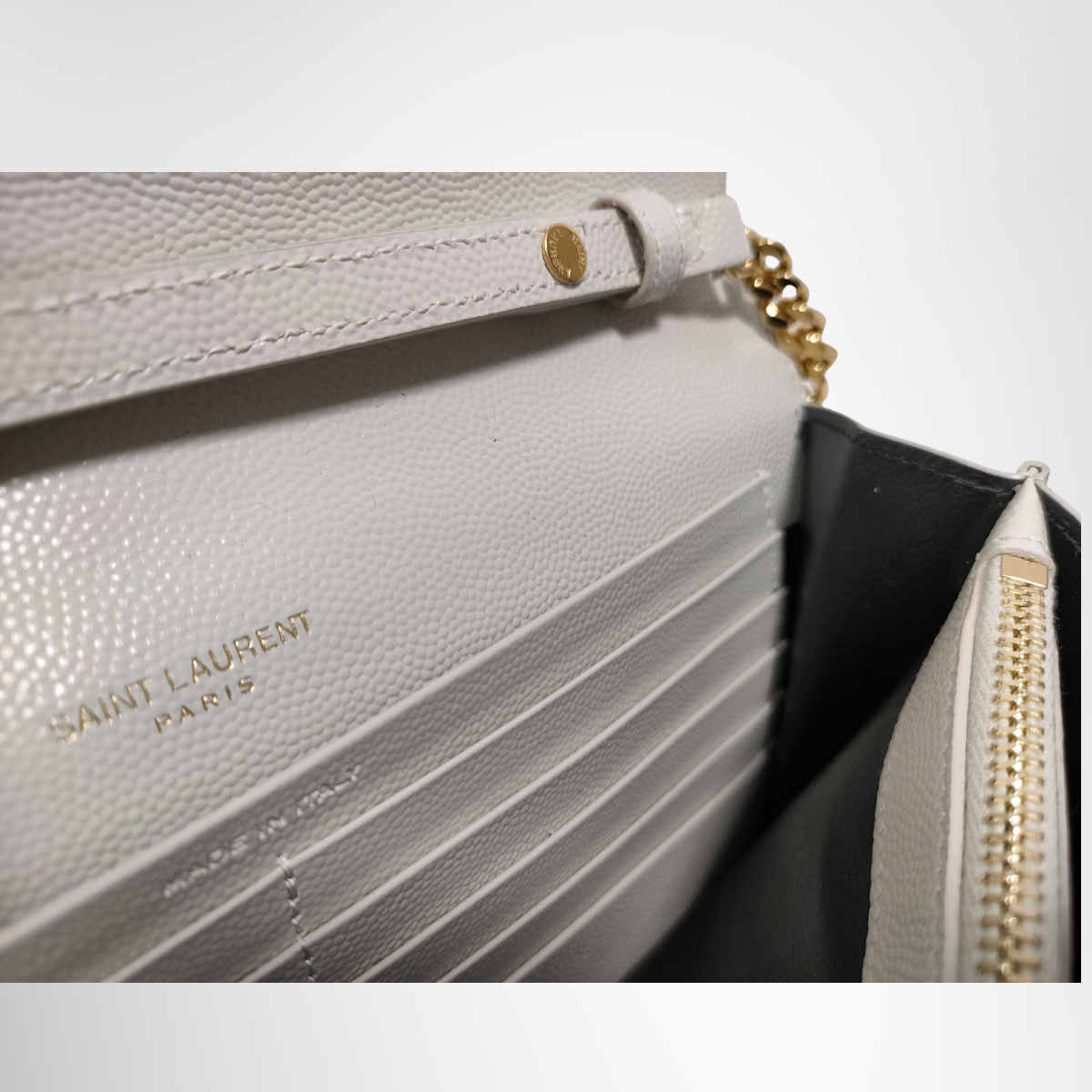 Saint Laurent Cassandra Chain Wallet Shoulder Bag – Ivory