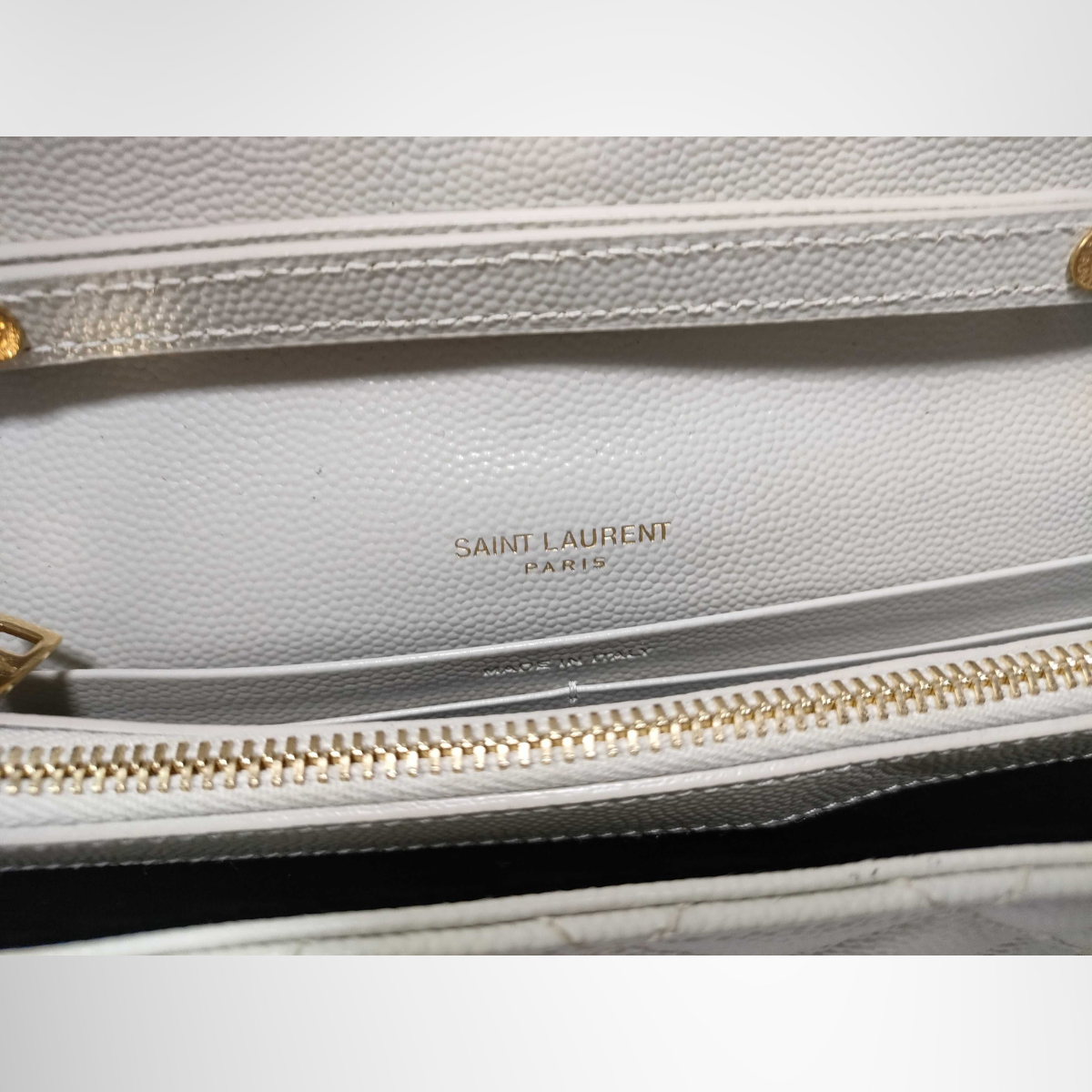 Saint Laurent Cassandra Chain Wallet Shoulder Bag – Ivory