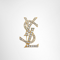 Saint Laurent Preowned Luxury Accessories Monogram Logo Cassandre Brooch Front View