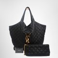 Saint Laurent Preowned Luxury Agal Leather Tote Bag Front View with Pouch - Antonio & Co.