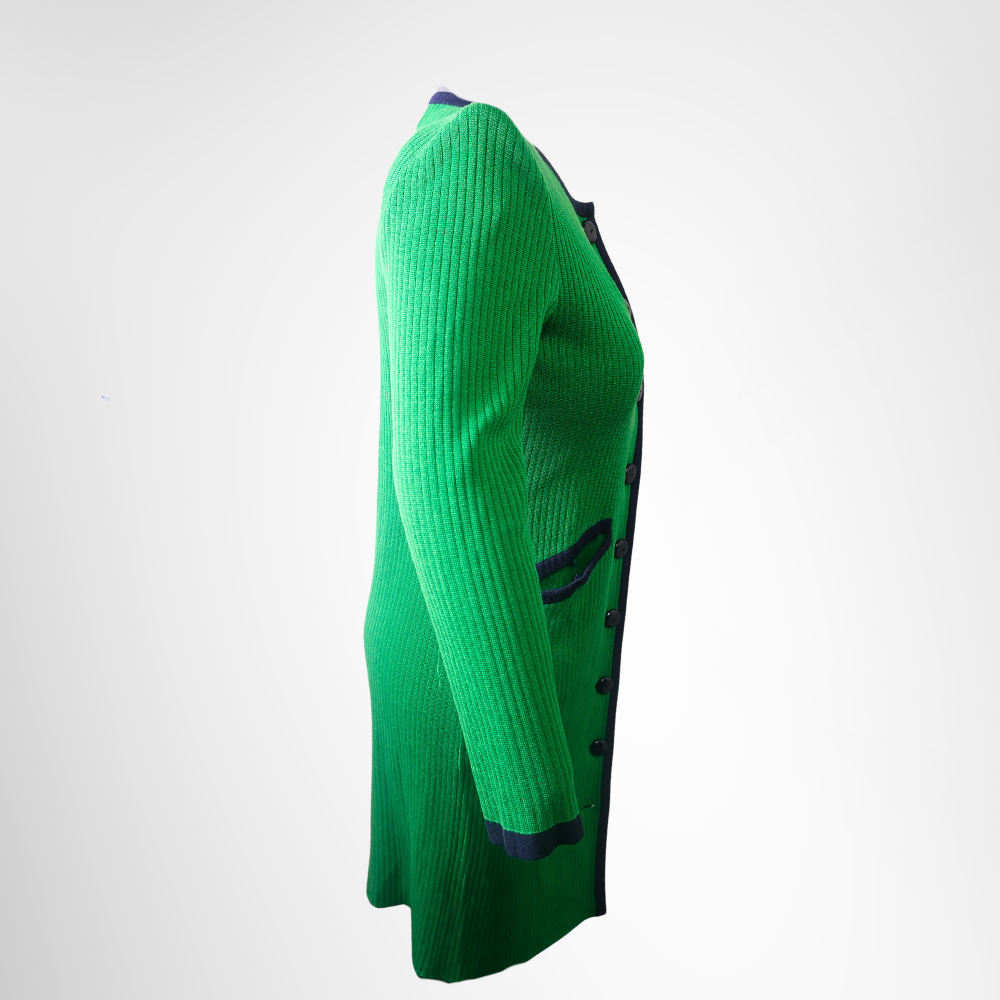 Saint Laurent Preowned Luxury Apparel Vintage Ribbed Knit Long Cardigan/Dress Side View 2
