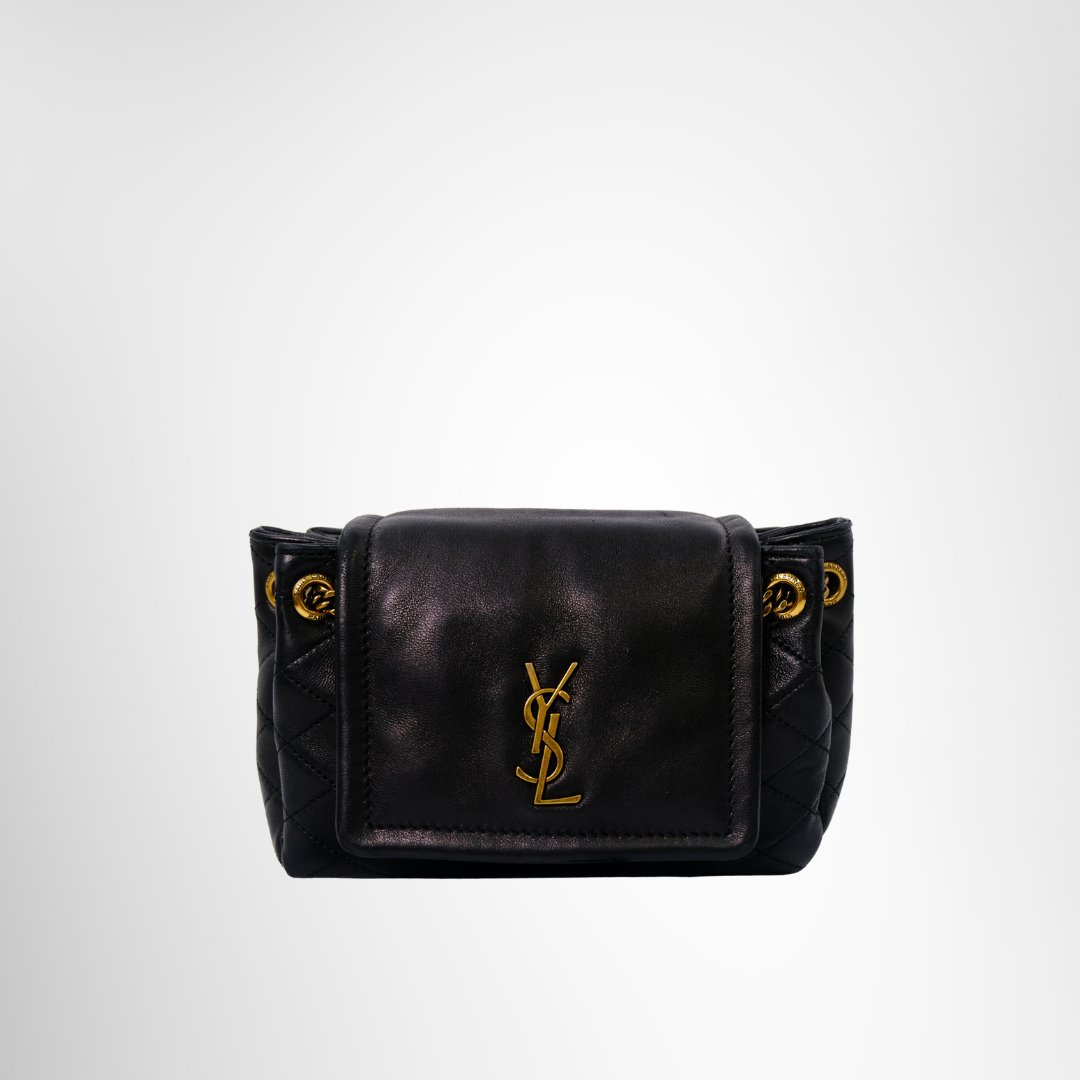 Saint Laurent Preowned Luxury Black Mini Nolita Leather Chain Shoulder Bag Front Page - Antonio & Co.