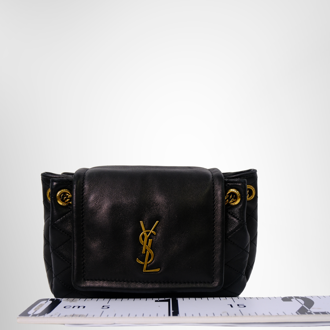 Saint Laurent Preowned Luxury Black Mini Nolita Leather Chain Shoulder Bag Front View2 - Antonio & Co.