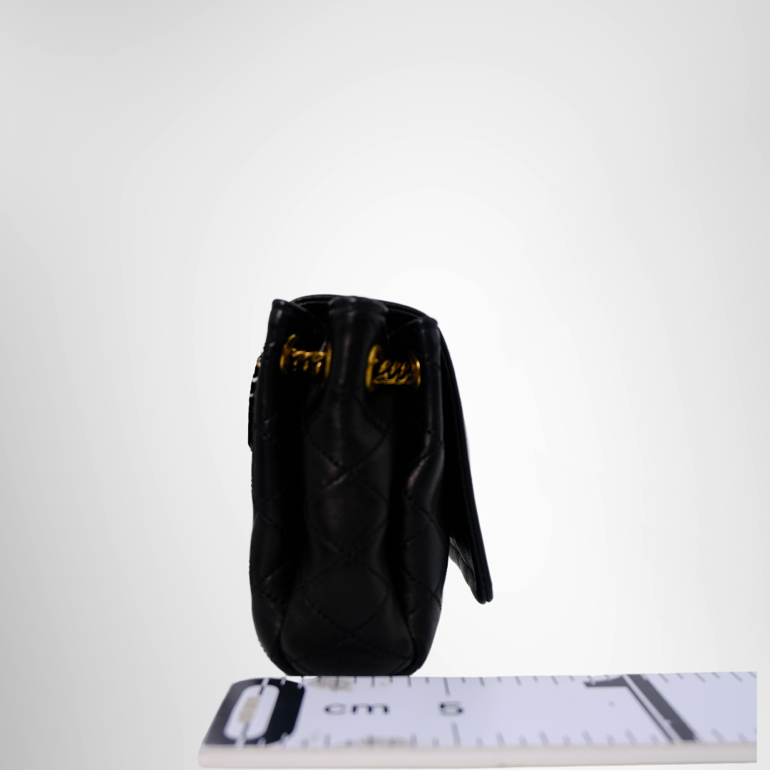 Saint Laurent Preowned Luxury Black Mini Nolita Leather Chain Shoulder Bag Side View - Antonio & Co.