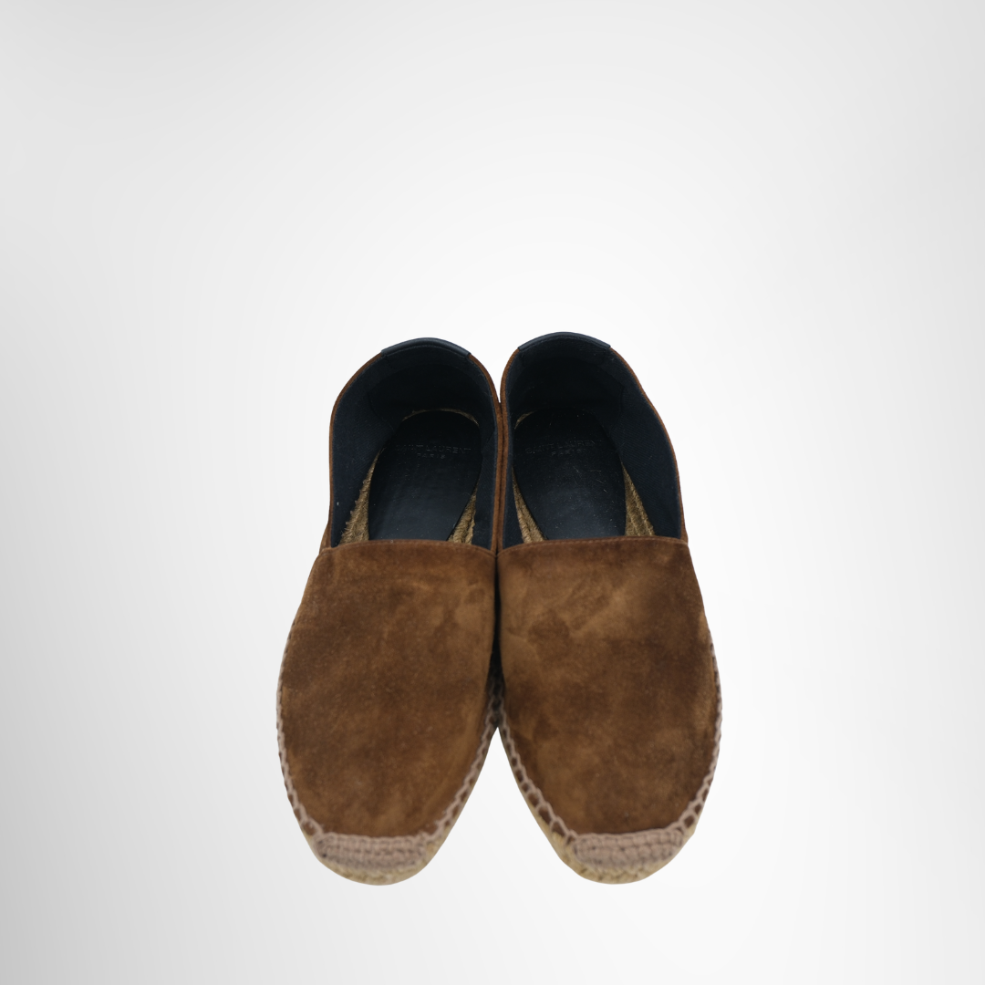 Saint Laurent Preowned Luxury Espadrilles Suede Slip-On Logo Shoes Front Page