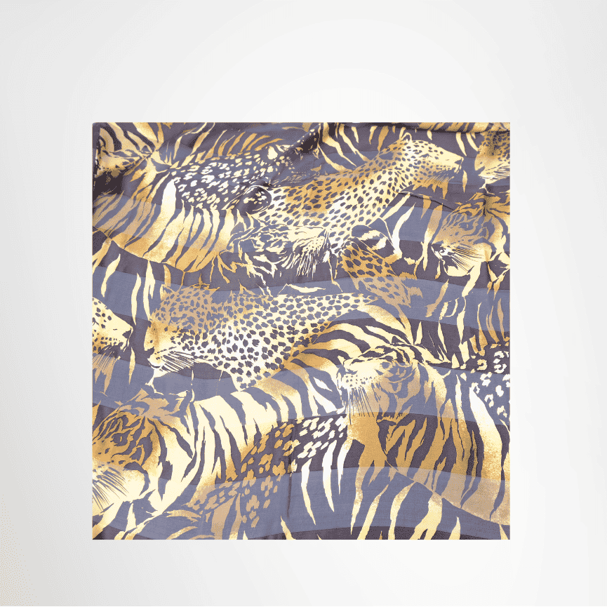 Yves Saint Laurent Jungle Wildlife Collage Print Silk Scarf
