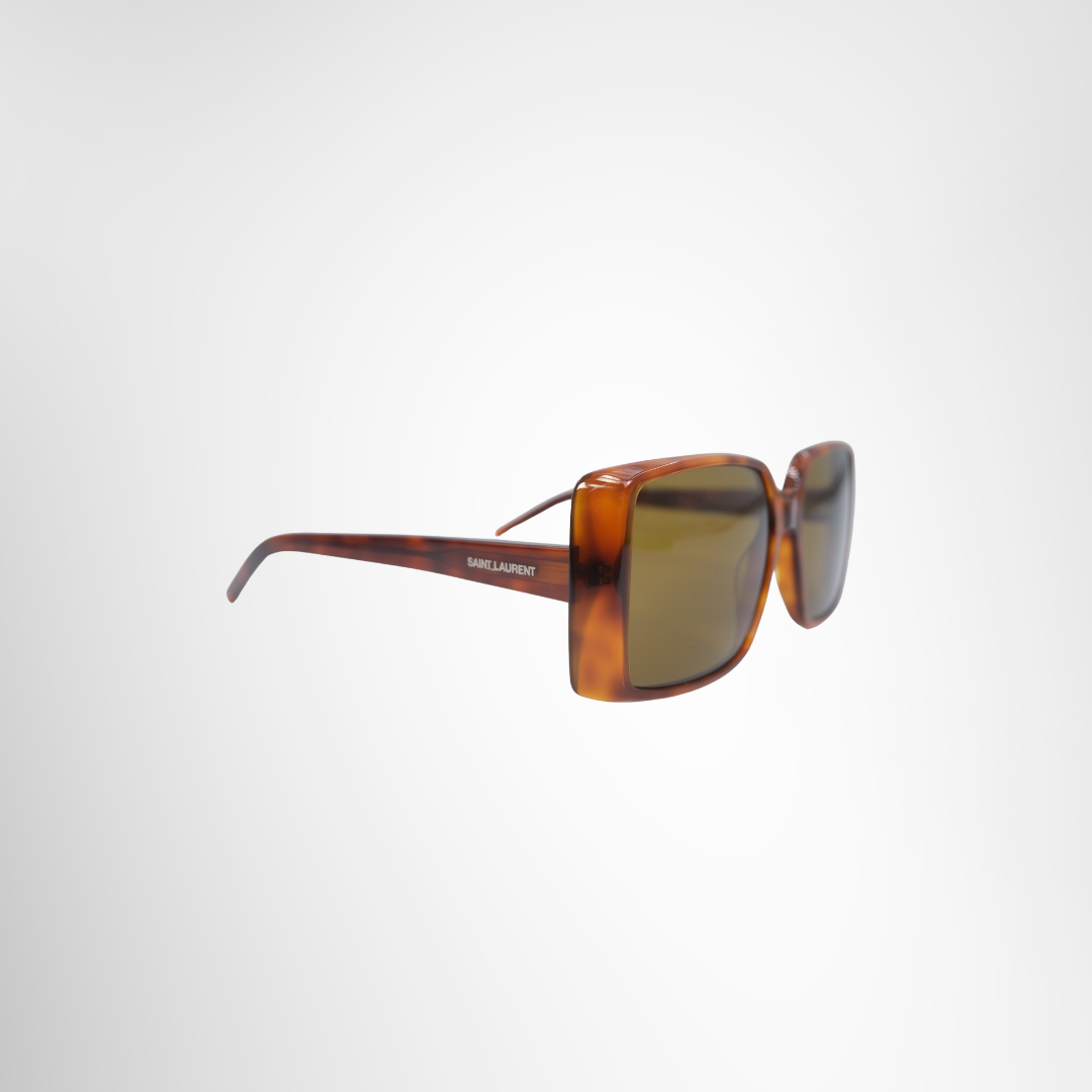 Saint Laurent Preowned Luxury SL451 Havana Acetate Frame Sunglasses Front And Side View