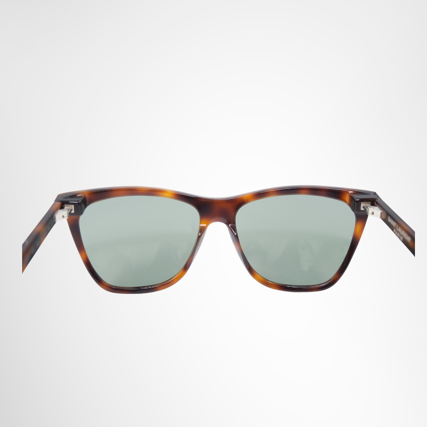 Saint Laurent Preowned Luxury SL 526 002 Shiny Medium Havana Solid Green Sunglasses Inside View - Antonio & Co.