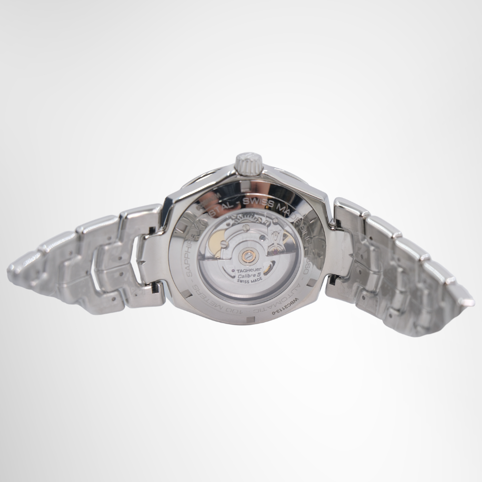 TAGHeuer Preowned Luxury Watch TAG Heuer Link Calibre 5 Automatic 41mm. Back View