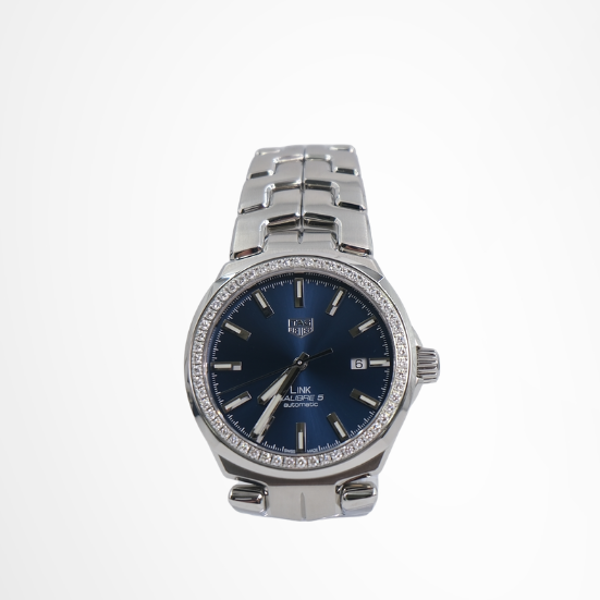 TAGHeuer Preowned Luxury Watch TAG Heuer Link Calibre 5 Automatic 41mm. Front View