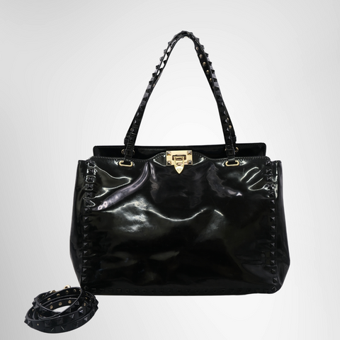 Valentino Garavani Rockstud Trapeze Tote Bag in Patent Leather