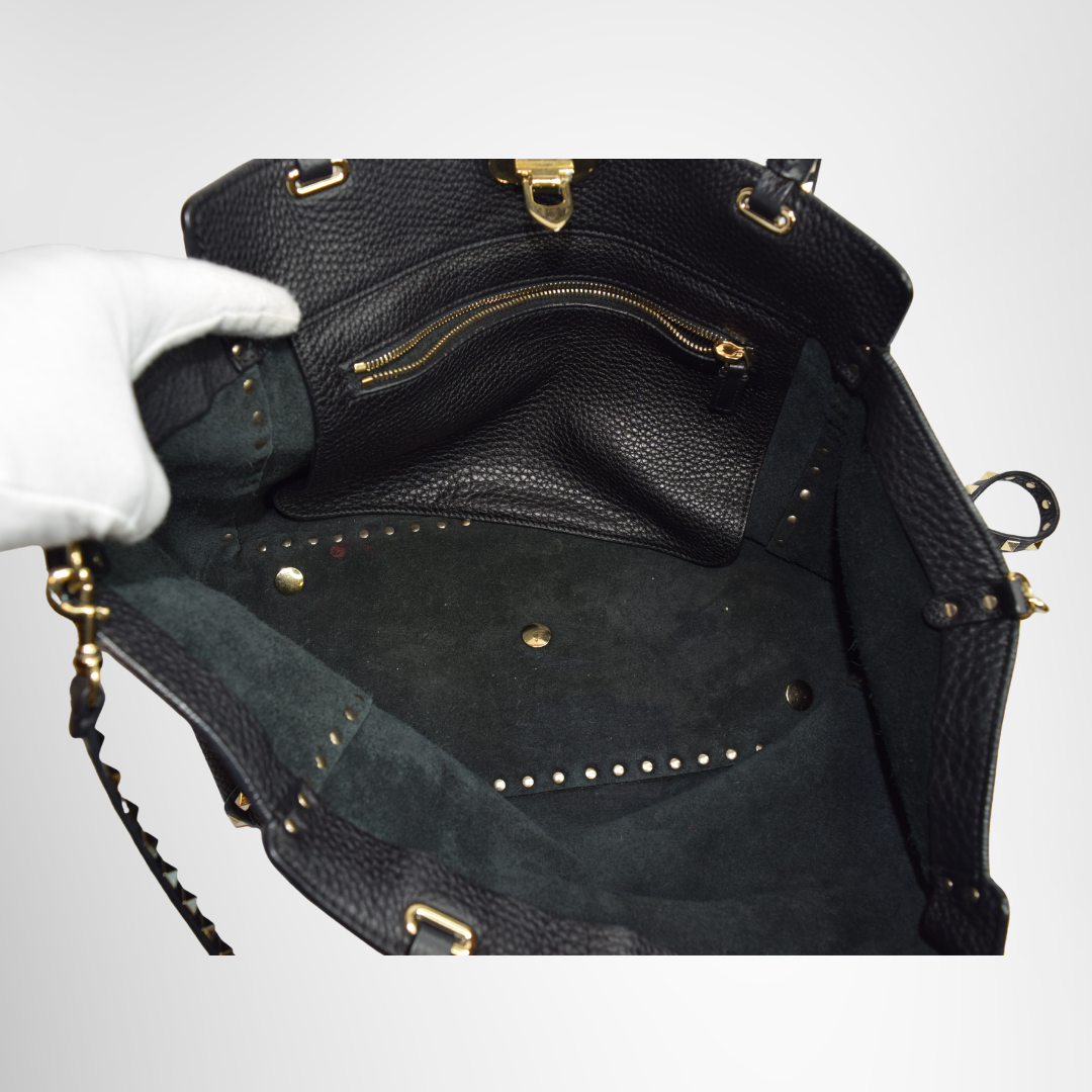 Valentino Preowned Luxury Bag Rockstud Tote Interior View