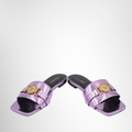 Versace Preowned Luxury Sandal Leather Sandal Metallic Pink Front View 2