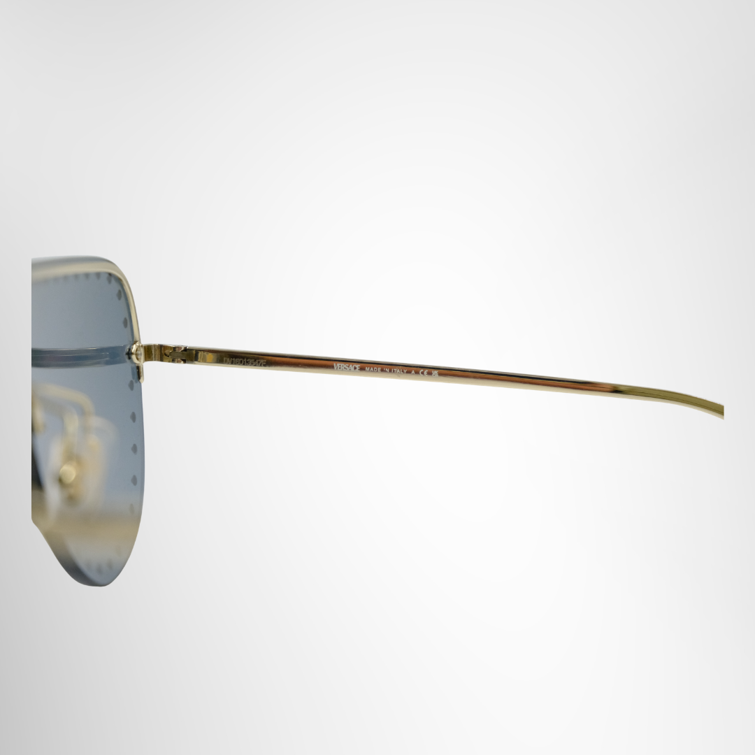 Versace Preowned Luxury Sunglasses Eyewear VE2230B Studded Shield Sunglasses Interior View