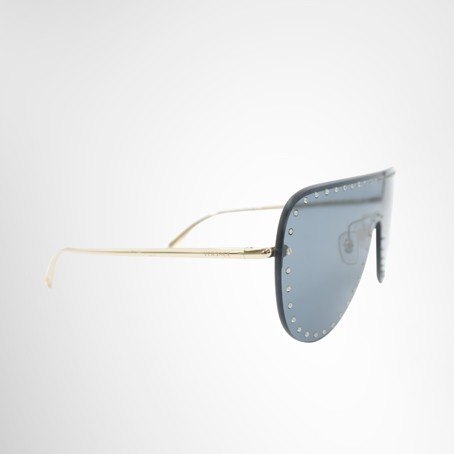 Versace Preowned Luxury Sunglasses Eyewear VE2230B Studded Shield Sunglasses Side View