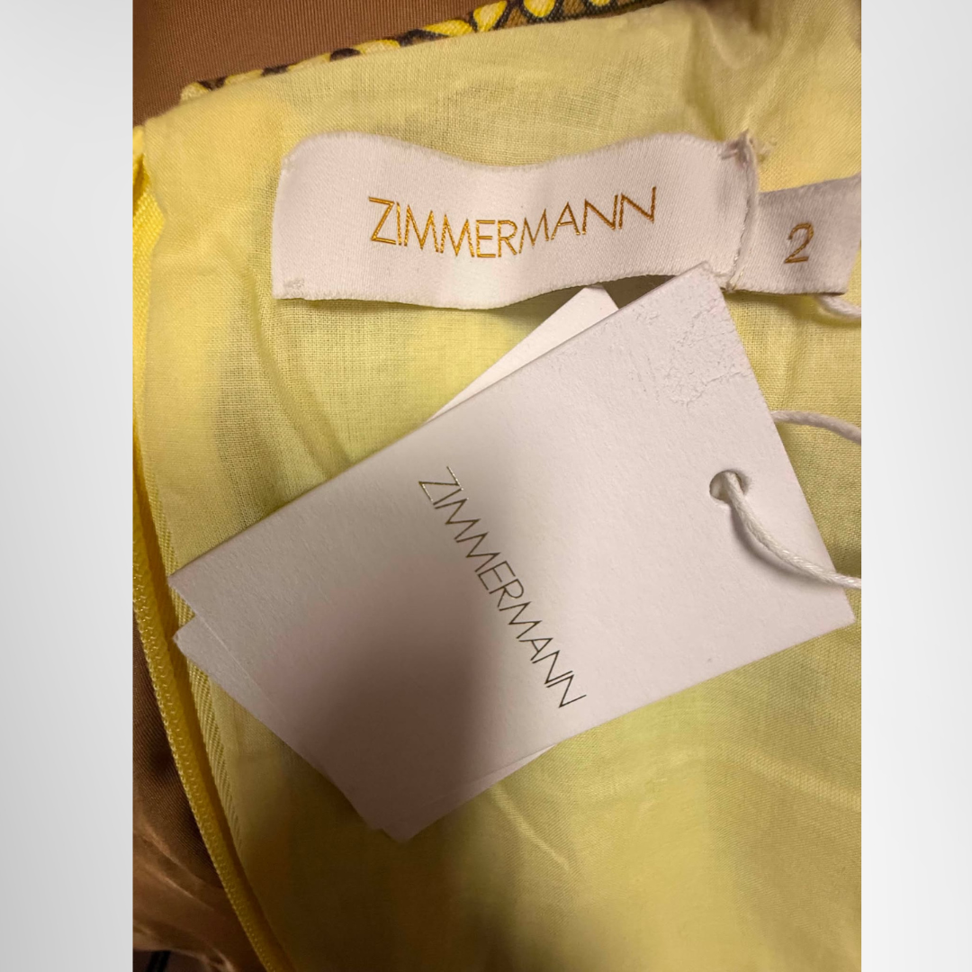 Zimmermann Preowned Luxury Matchmaker Bow Long Dress Yellow Bandana Brand Name Close Up View