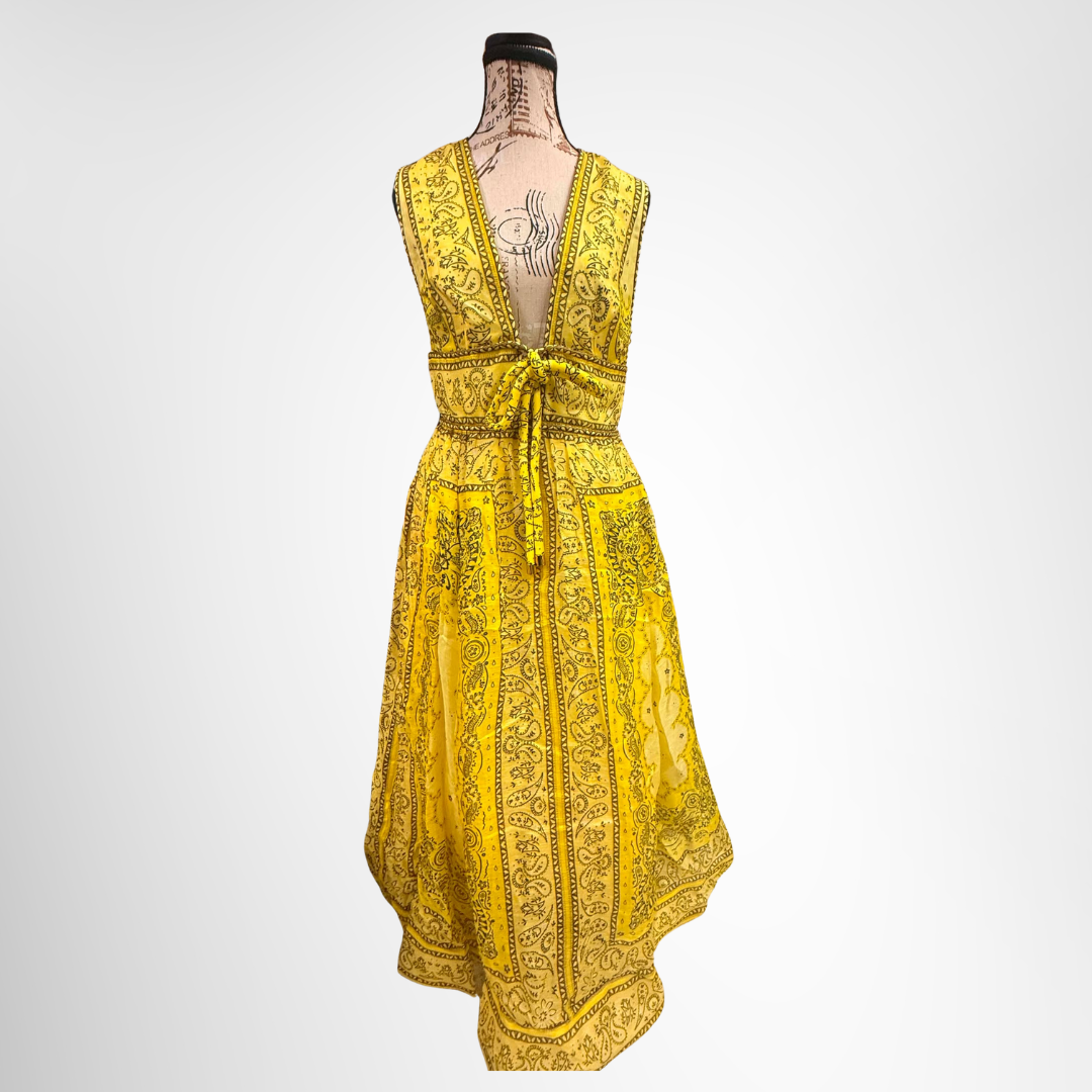 Zimmermann Preowned Luxury Matchmaker Bow Long Dress Yellow Bandana Front View