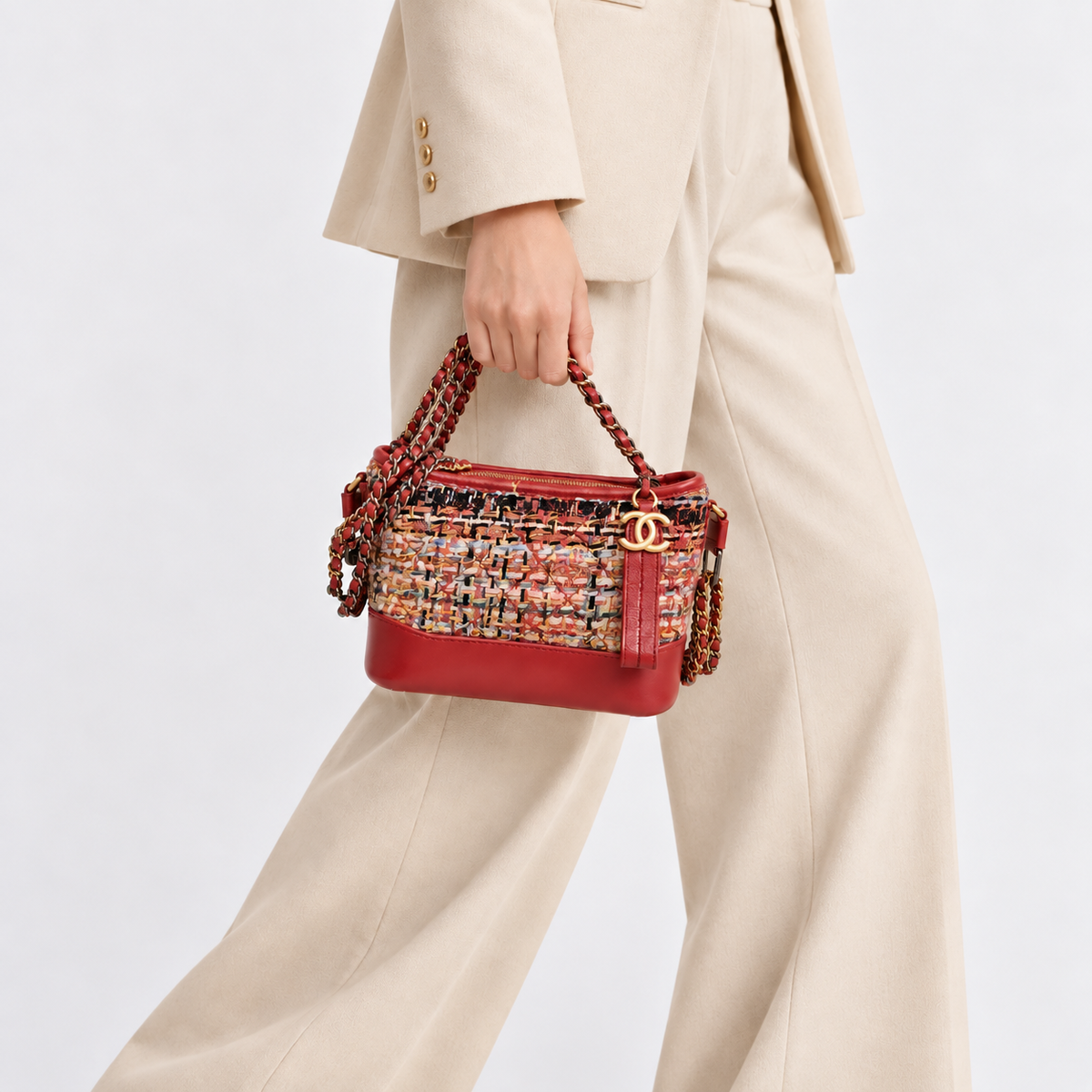Chanel Gabrielle Tweed Red Shoulder Bag