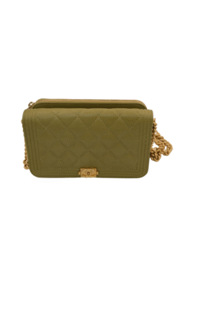  Boy Wallet on Chain Olive Green Caviar