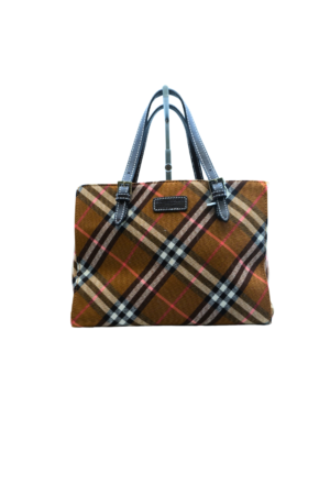 Tote bag with brown leather trim