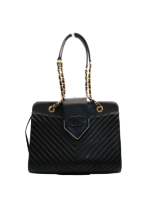 Chevron V-Stitch Chain Tote